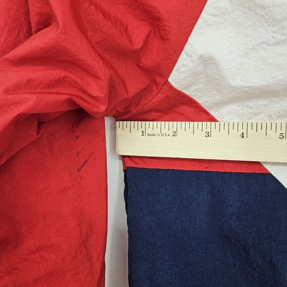 Ellesse Track Jacket Mens Large Nylon Red Navy Blue White Hooded HAS FLAWS - Picture 11 of 14